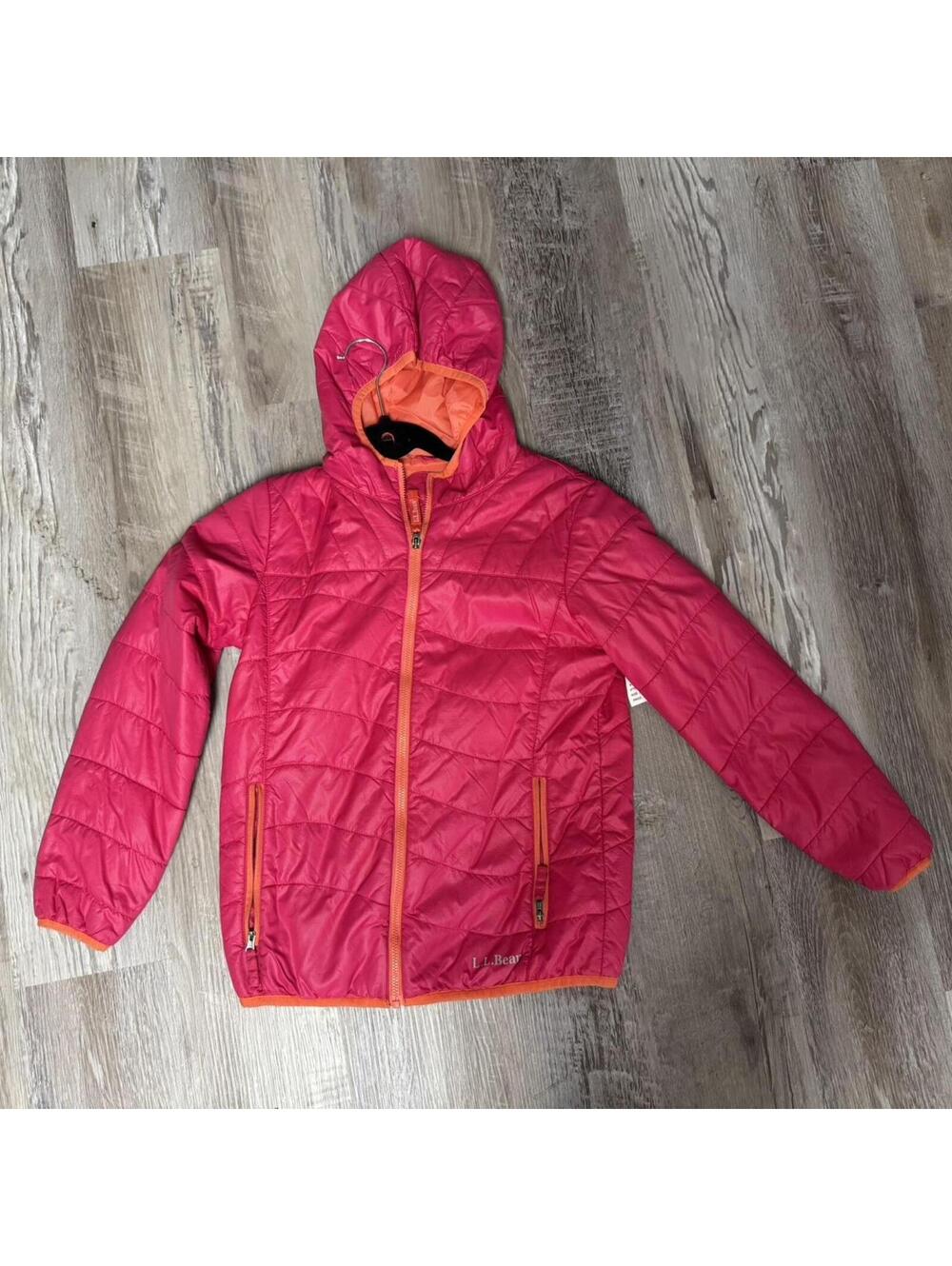 LL Bean pink ultralight jacket size 10-12